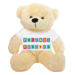 Peach 2 feet Big Teddy Bear wearing a Friends Forever T-shirt